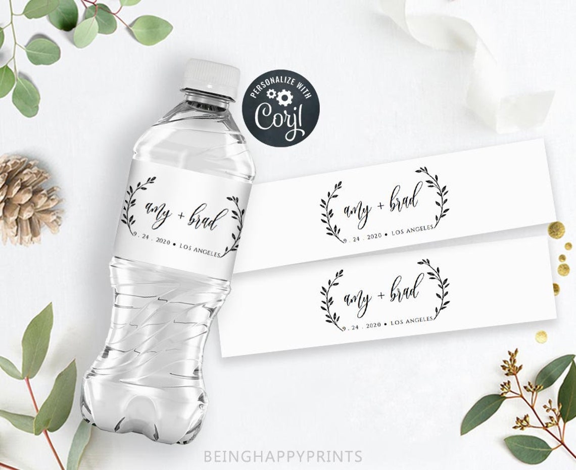 Water Bottle Wrapper Template Bag Favor Rustic Etsy Water Bottle Wrapper Template Bag Favor Rustic Etsy