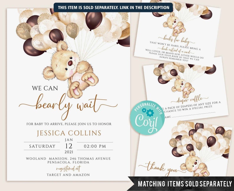Teddy Bear Baby Shower Games Printable Editable Baby Shower - Etsy