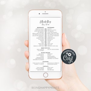 Wedding Party Timeline | Electronic Itinerary | Bridal Party Timeline | Editable Template | Wedding Party Itinerary Schedule,itinerary yv454