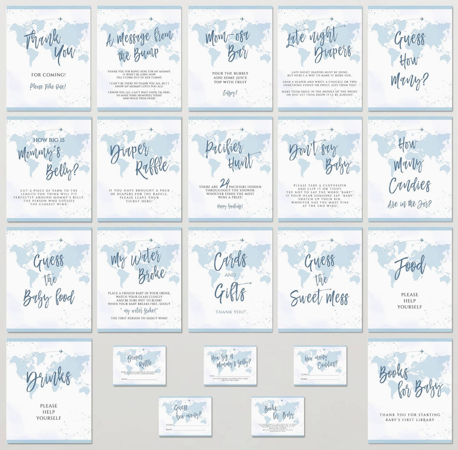 Travel Baby Shower Games Printable, Editable Baby Shower Games Bundle ...