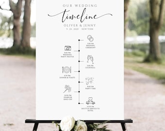 Elegant Wedding Timeline Sign Template, Order of Events (Instant Download)