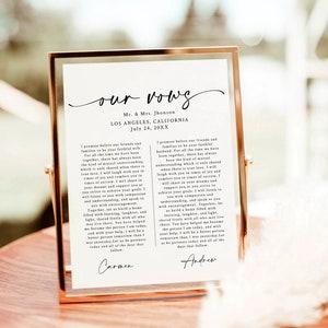 Wedding Vows, First Anniversary Gift Template, Wedding Vows Wall Art Printable, Instant Download, Editable wedding vows template download image 3