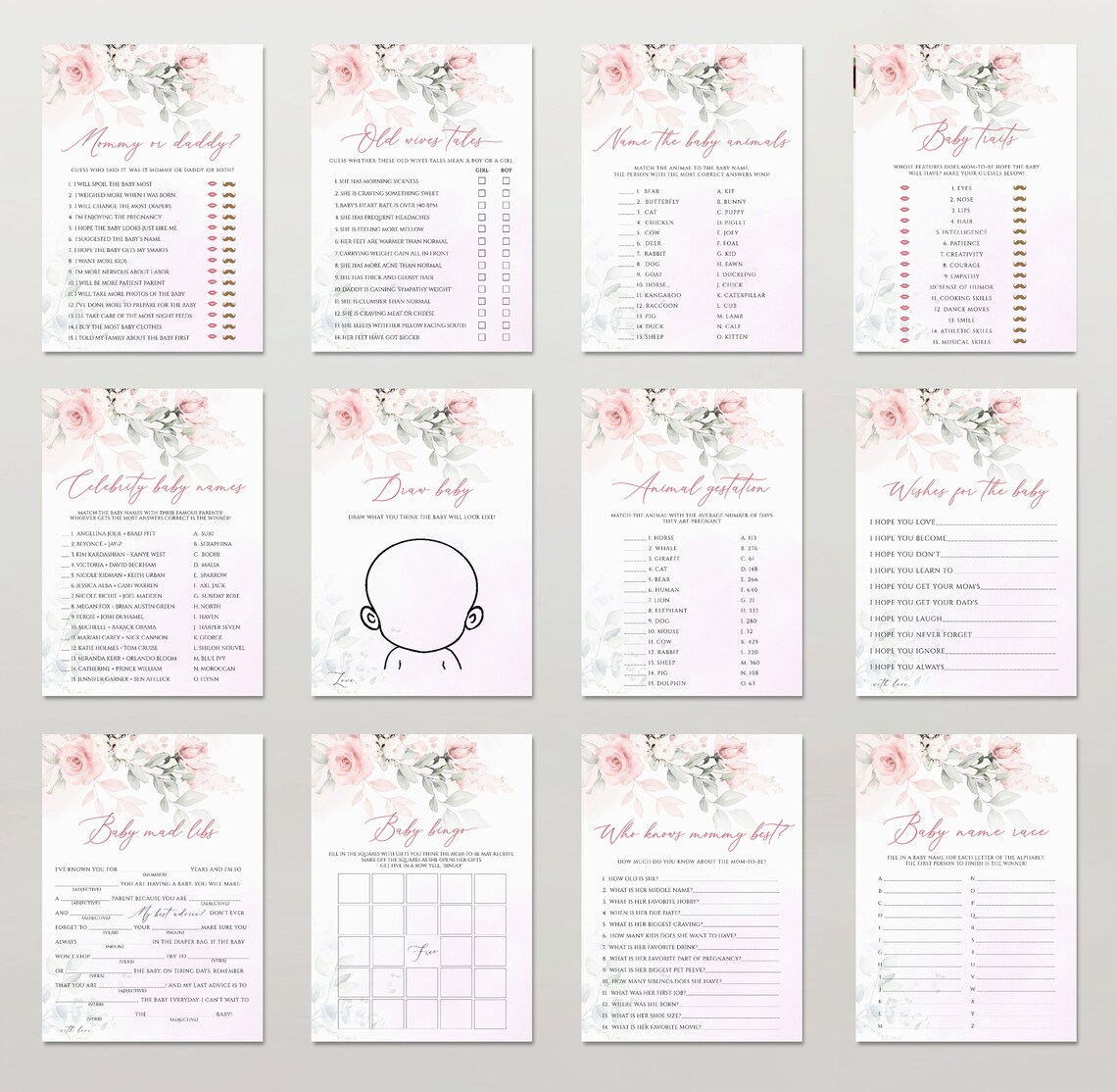 Editable Baby Shower Games Printable Baby Shower Games Etsy Australia