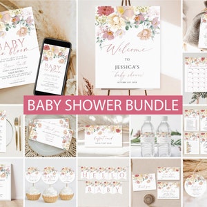 Baby in Bloom Baby Shower Invitation Bundle, Baby in Bloom Baby Shower Bundle, Spring Baby Shower Invite, Wildflower Baby Shower Signs 1