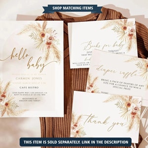 Editable Pampas Grass Baby Shower Favor Tags Bohemian Baby Shower Favor ...