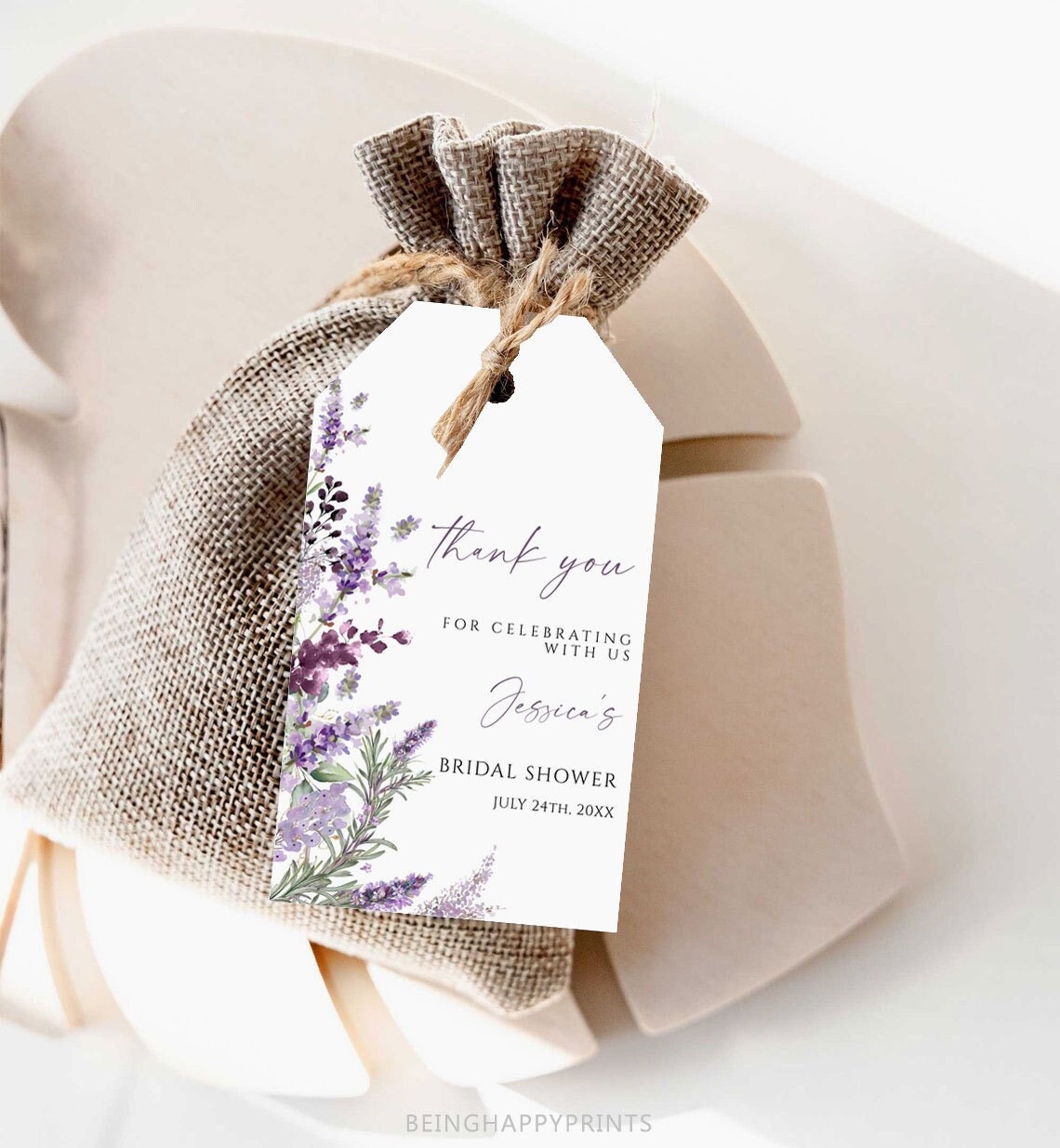 Lavender Wedding Thank You Tag Template, Printable Favor Tags (Digital Download) Lavender Wedding Thank You Tag Template, Printable Favor Tags (Digital Download)