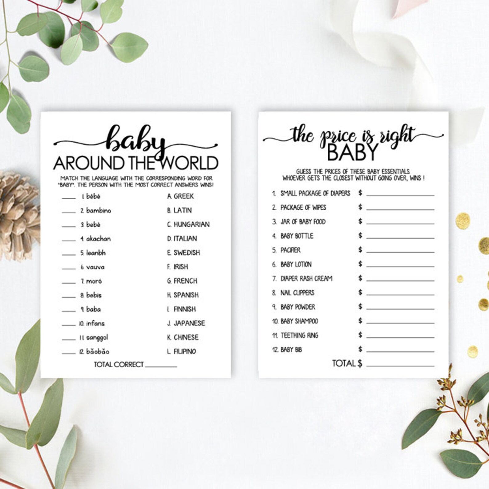 Printable Baby Shower Games Bundle Funny Baby Shower Games | Etsy