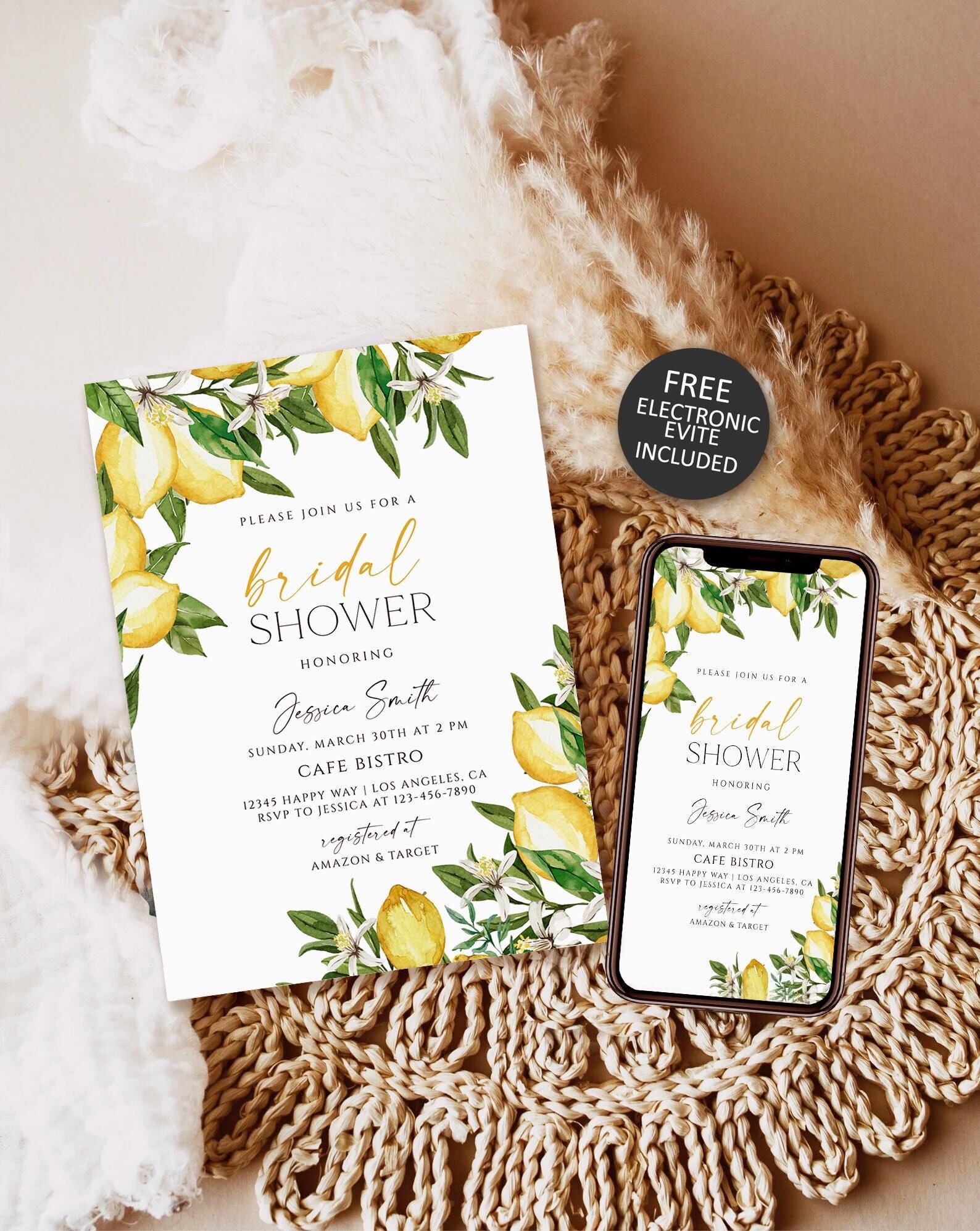 Main Squeeze Bridal Shower Invitation, Lemon Bridal Shower Invite, Citrus Bridal Shower Invitation, Mediterranean Lemon Theme summer wedding