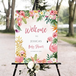 Editable Girl Pineapple Baby Shower Welcome Sign, Tropical Pineapple Baby Shower Poster, Aloha Pineapple Baby Shower Welcome Sign, download