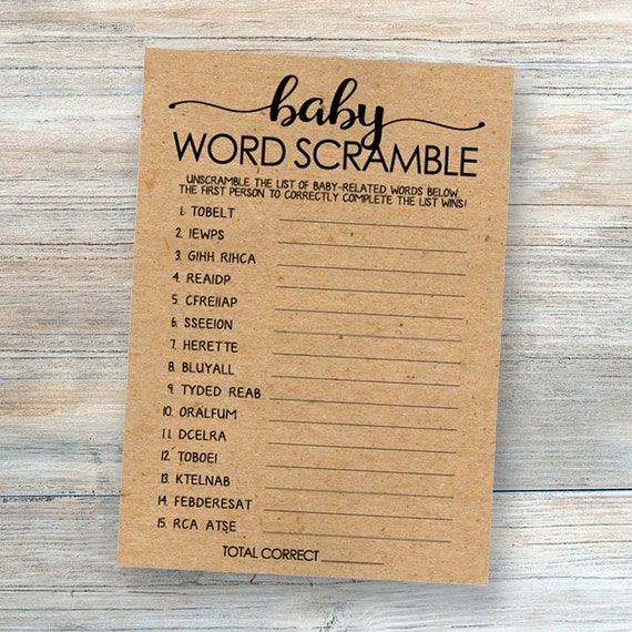 Instant Download Donut Baby Word Scramble Baby Shower Game-BS019