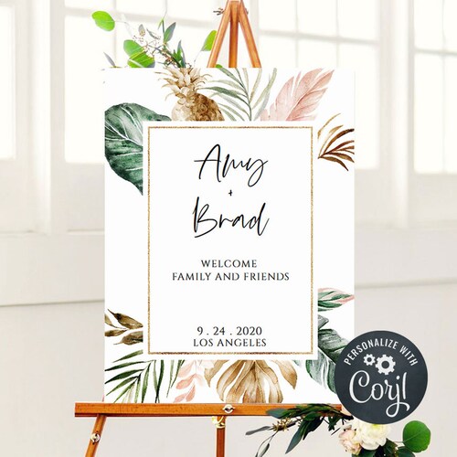 Printable Tropical Birthday Welcome Sign Template DIY | Etsy