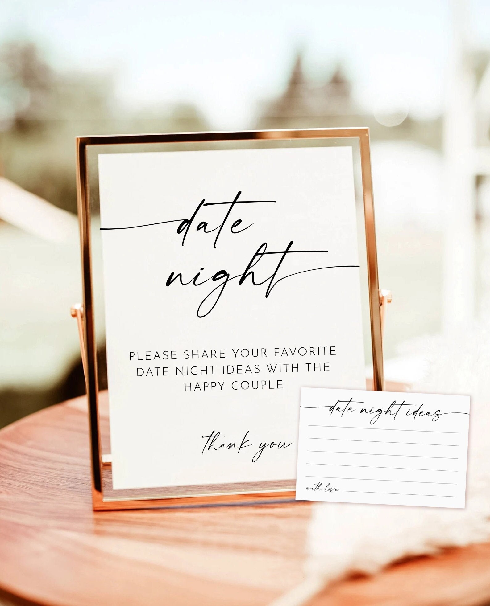 Bridal Shower Date Night Game - Sign And 50 Date Night Idea Cards, Wedding Shower Activity - View #5
