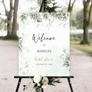 Greenery Bridal Shower Welcome Sign, Bridal Shower Welcome Sign, Bridal shower welcome sign download, Printable bridal shower welcome sign