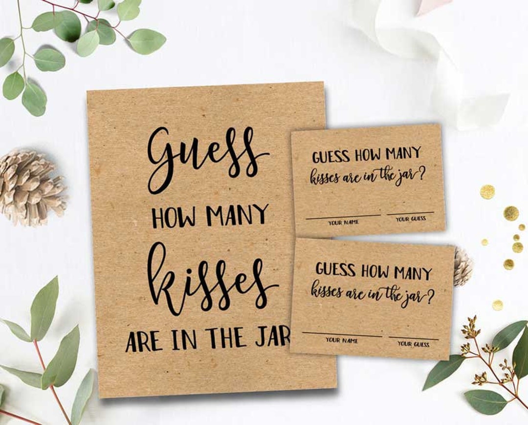 Guess How Many Kisses in the Jar Bridal Shower Games Etsy