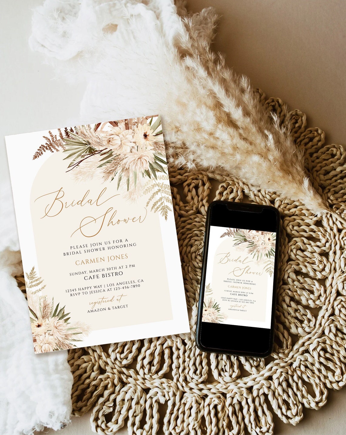 Bridal shower invitation Boho bridal shower invitation image 1