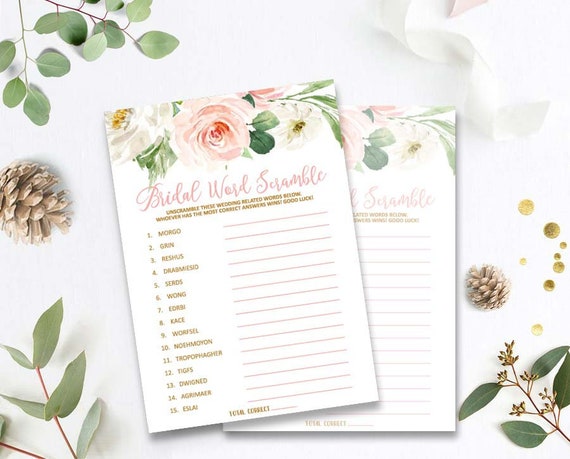 Word Scramble Bridal Shower Games Printable Floral Bridal - Etsy