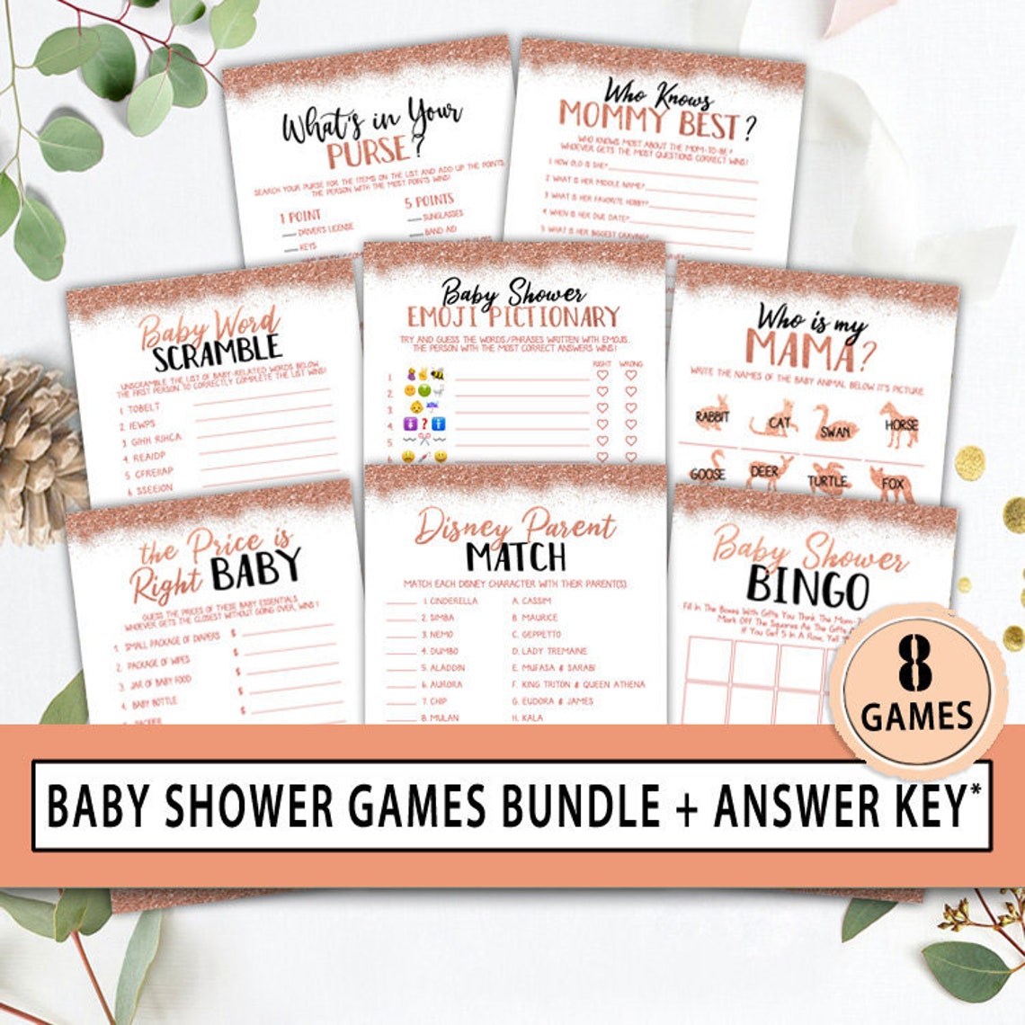Rustic Baby Shower Games Printable Baby Shower Games Pack Baby | Etsy