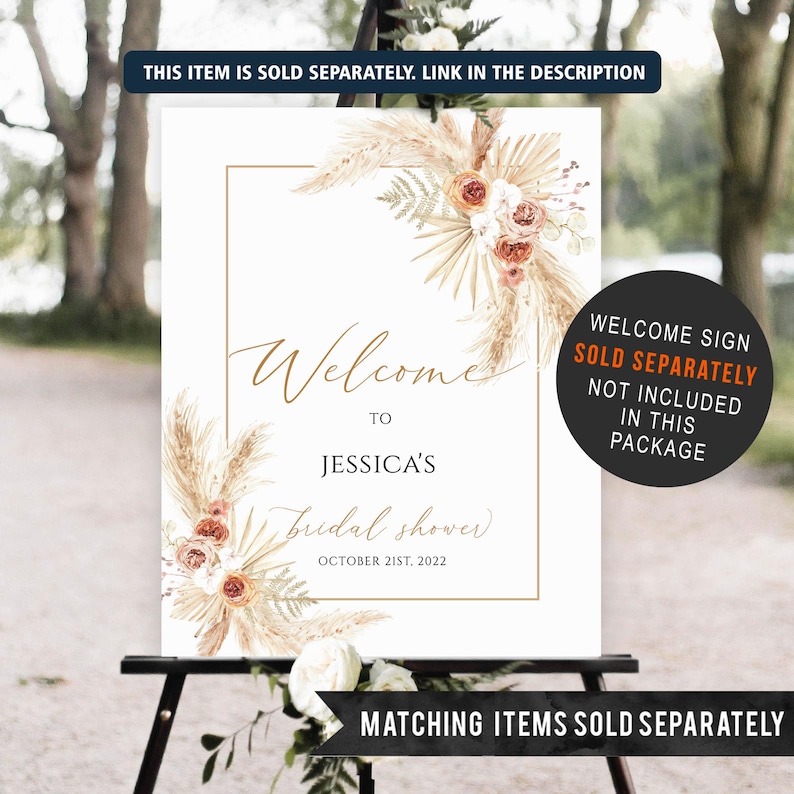 Pampas Grass Wedding Invitation Template, Printable Wedding Invitation Suite, Photo Wedding Invite, Boho wedding invitation set download image 7