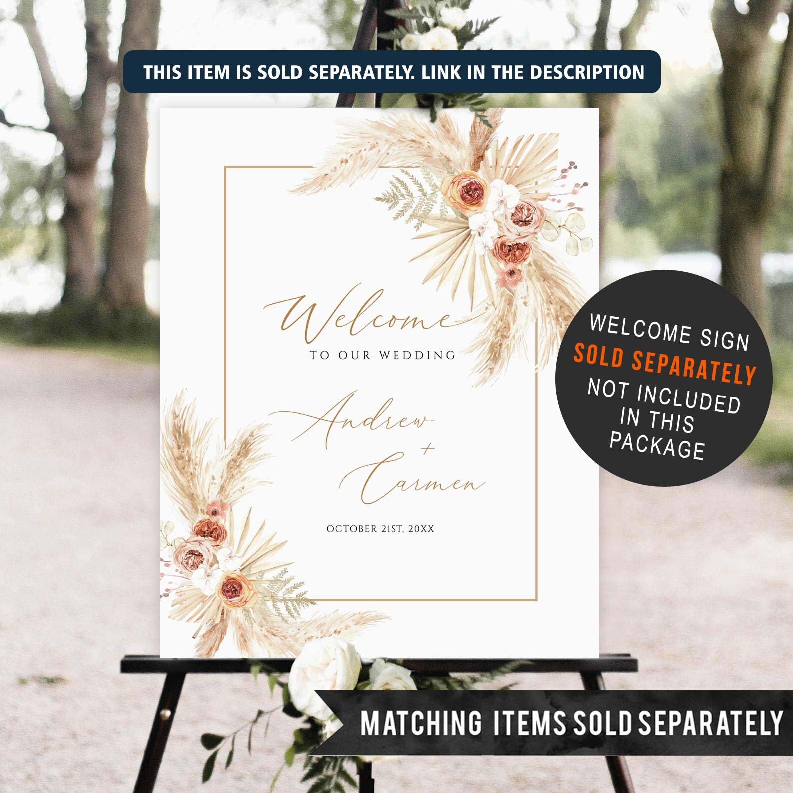 Pampas Grass Wedding Invitation Template Printable Wedding - Etsy