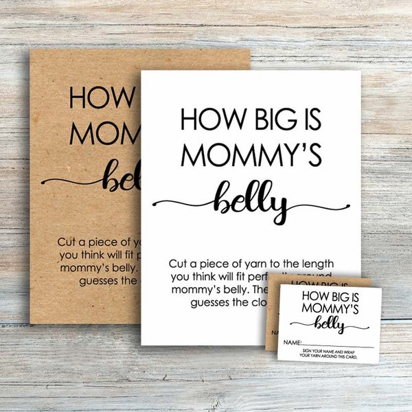How Big is Mommy's Belly Game, Rustic Baby Shower Games Printable, Gender Neutral, Kraft Guess the Belly Size Mom Mommys Tummy Game byh146