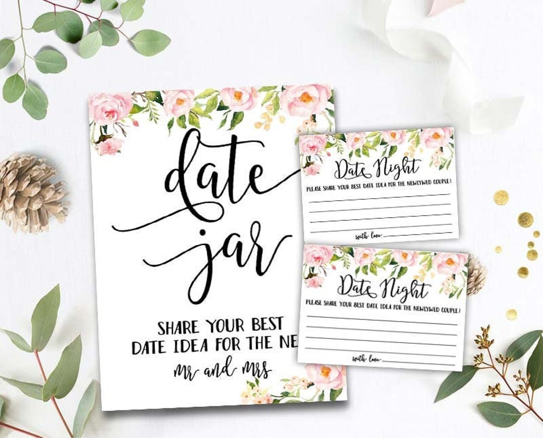 Date Night Bridal Shower Games Printable Date Night Jar Sign - Etsy