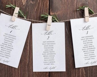 Wedding Seating Chart Template, Printable Seating Cards, Table Arrangement, Seating Cards, Seating Chart Display, modern wedding, uj165