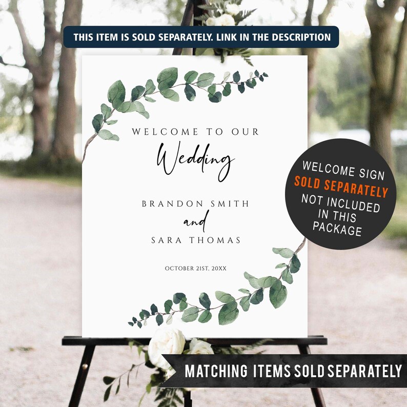 Minimalist Wedding Program Template, Greenery Wedding Program, Modern Wedding ceremony Program, Printable wedding program download, Boho image 3