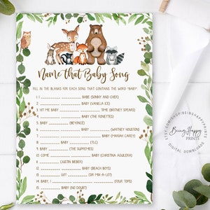 Name That Baby Song, Printable Baby Shower Games, Woodland Baby Shower Games,Name that Baby Tune,Baby Shower Game,Guess The Baby Song