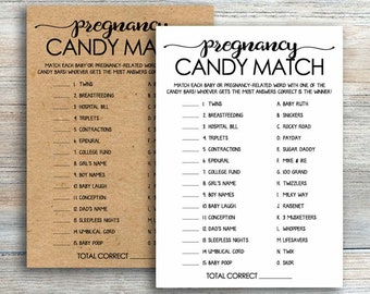 Rustic Baby Shower Games Printable, How Sweet It Is Baby Shower Game, Pregnancy Candy Bar Pregnancy Candy Match Game Candy Game Kraft byh157