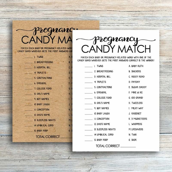 Rustic Baby Shower Games Printable, How Sweet It Is Baby Shower Game, Pregnancy Candy Bar Pregnancy Candy Match Game Candy Game Kraft byh157