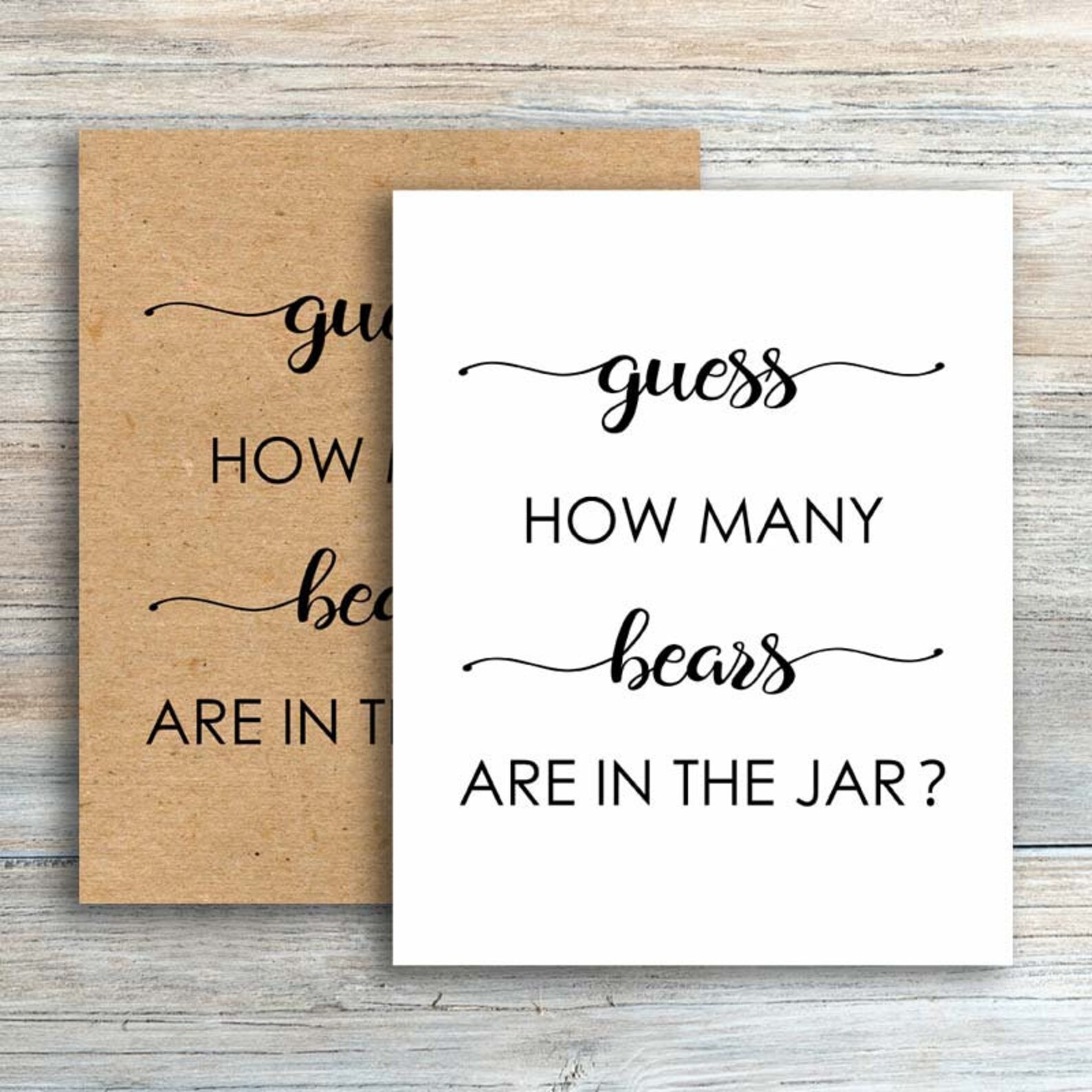 Guess How Many Bears Are in the Jar Sign Card Gender Neutral Etsy UK