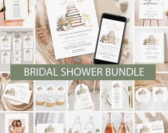 Book Theme Bridal Shower Invitation Bundle (Editable)