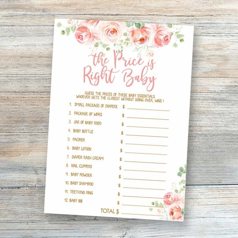 Girl Baby Shower Games Printable Floral Baby Shower Games | Etsy