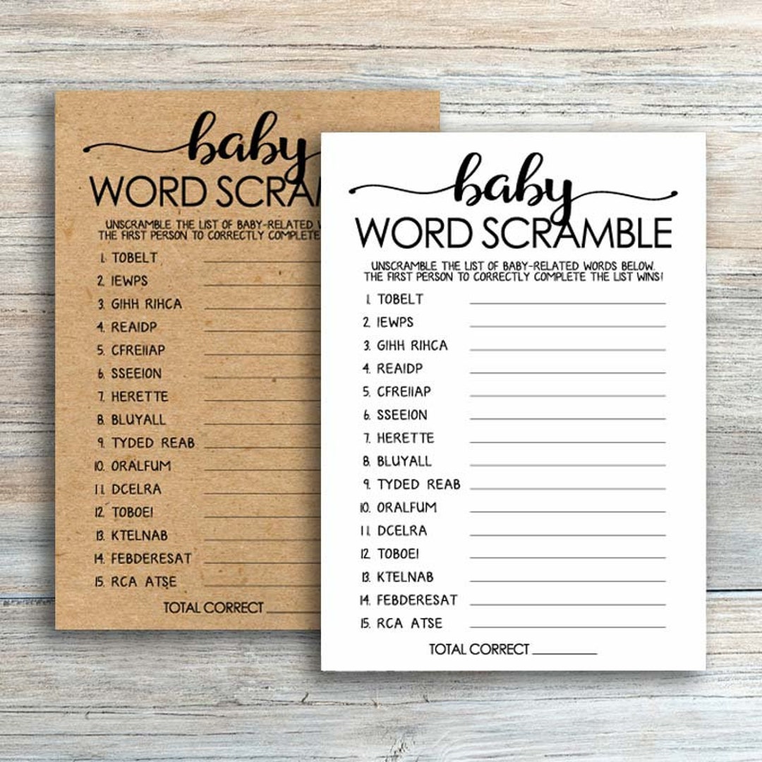 Instant Download Donut Baby Word Scramble Baby Shower Game-BS019