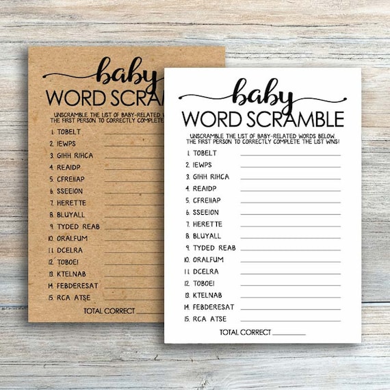 Baby Word Scramble Game Word Scramble Baby Shower Game Baby Etsy