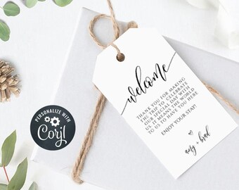 Welcome Tags, Printable, Wedding Welcome Tag Template, Printable Favor Tag, Hotel Welcome Tag, Welcome Bag Tags, Wedding Gift Tags