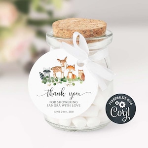 Woodland Baby Shower Favor Tags, Woodland Animal Thank You Tags, Favor Tag, Gift Tag, Baby Shower Favors Printable, Baby Shower Tags, yv200