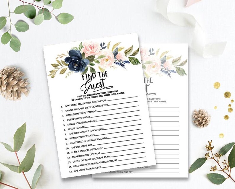 Printable Bridal Shower Games Find the Guest Ice Breaker Etsy