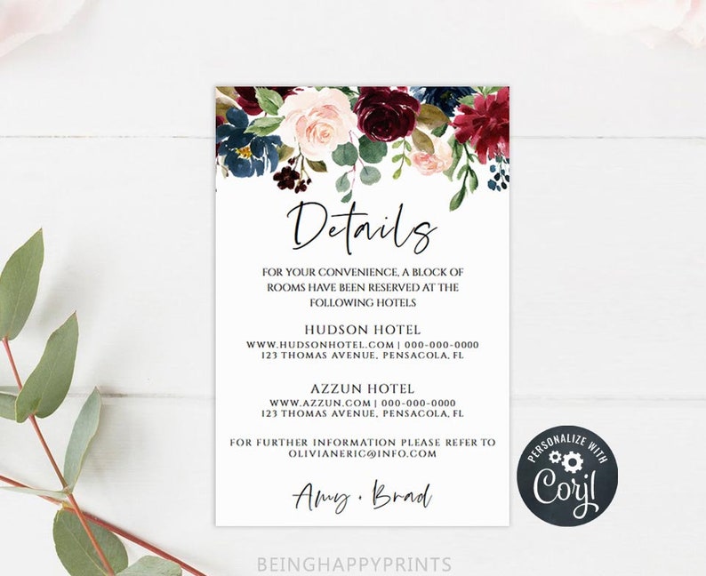 Marsala Wedding Invitation Set Printable Wedding Invitation | Etsy