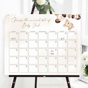 Teddy Bear Baby Due Date Calendar, Guess Baby&#39;s Birth Date, Guess Baby Birthday Calendar,Guess Baby&#39;s Birthday,Baby Prediction,Due Date Game