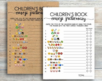 Rustieke kinderboek Emoji spel Baby douche Emoji Pictionary Baby douche Games afdrukbare Kraft Baby douche Emoji kinderboeken byh155