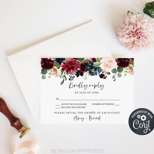 Marsala Wedding Invitation Set Printable Wedding Invitation - Etsy