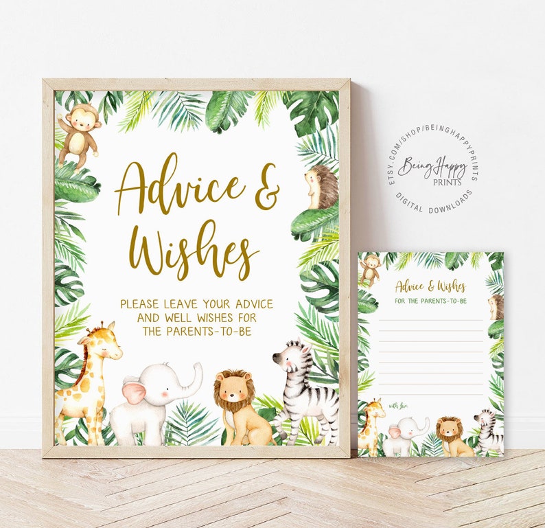 Advice for Parents to Be Safari Baby Shower Advice Cards and Etsy