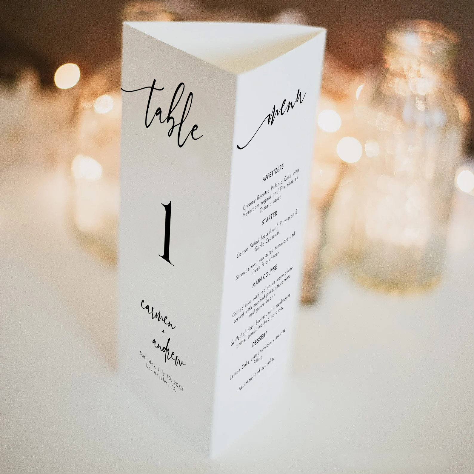 Modern Calligraphy Wedding Table Number and Menu Template (printable ...