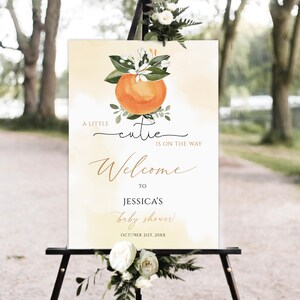 Little Cutie is on the Way Baby Shower Welcome Sign, Cutie baby shower welcome sign, Baby shower sign printable, citrus baby shower sign