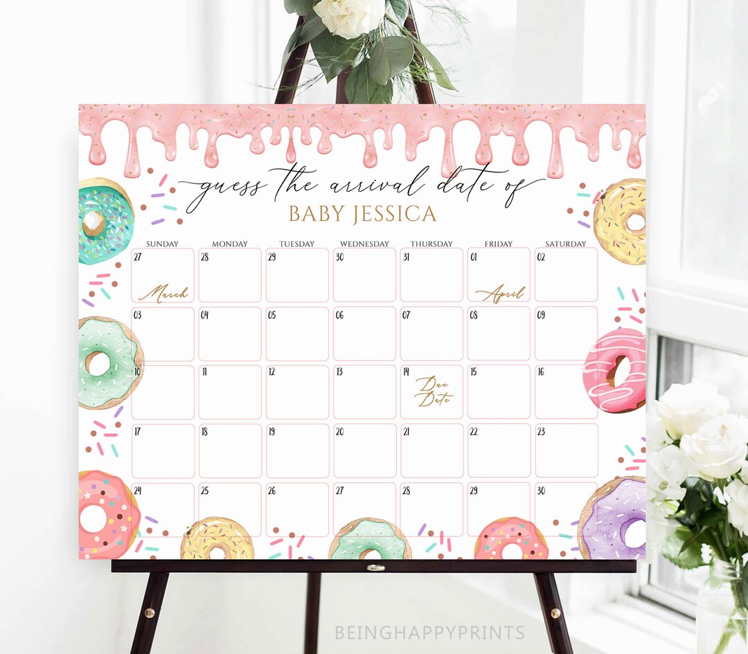Donuts Baby Sprinkle Baby Due Date Calendar Guess Baby's Birth Date ...