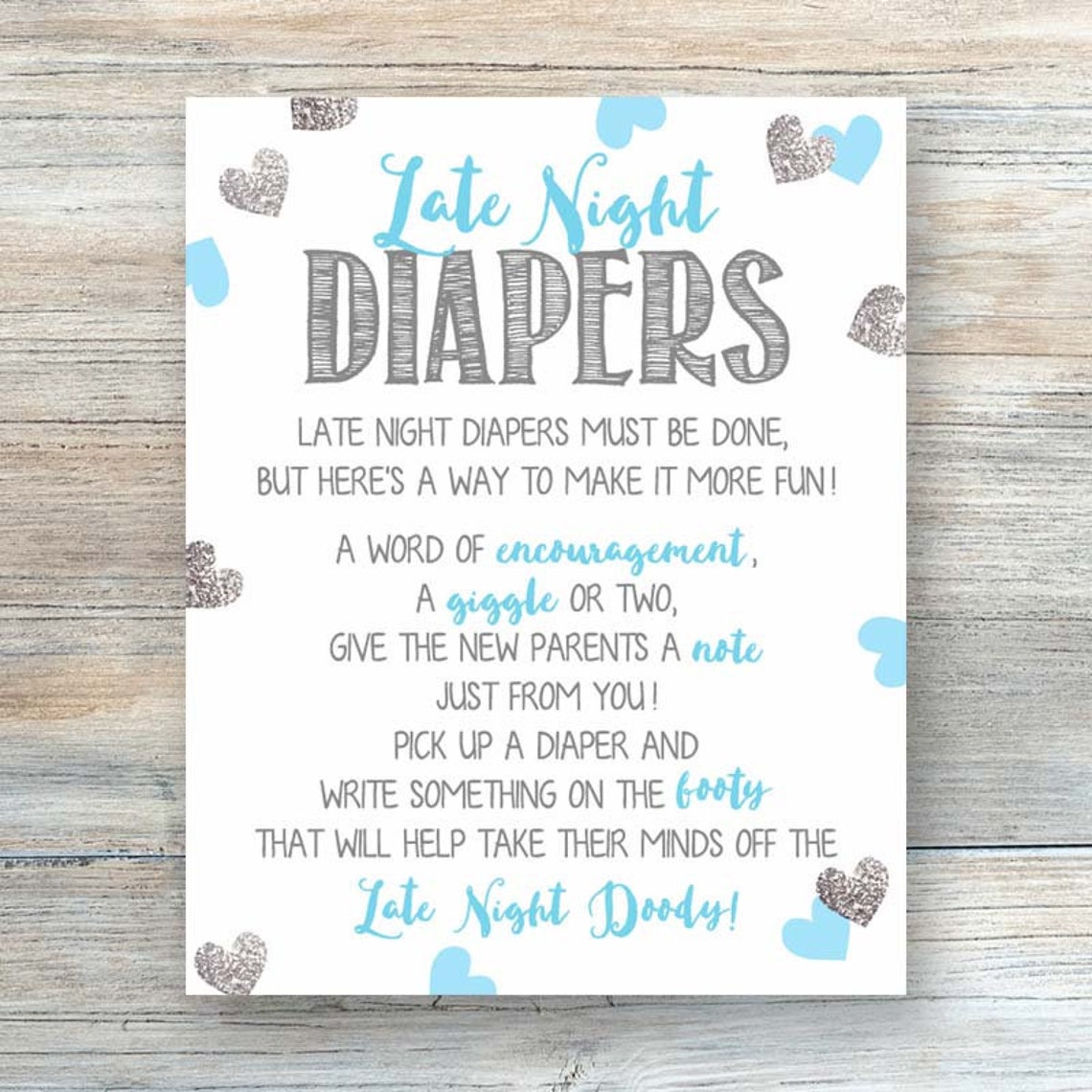 Late Night Diapers Printable Late Night Diapers Blue Baby | Etsy