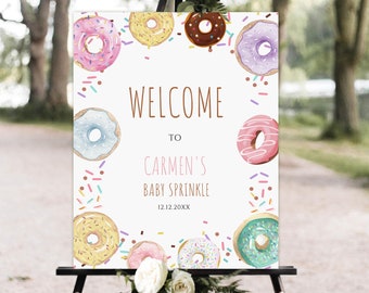 Donut baby sprinkle welcome sign, donut baby shower welcome sign, donut baby sprinkle, Donut and Diapers welcome sign printable template
