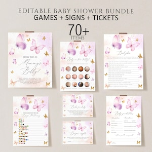 Editable Butterfly Baby Shower Game Bundle, Butterfly Baby Shower Games printable, Butterfly Baby Shower Game Pack,Butterfly Shower Download