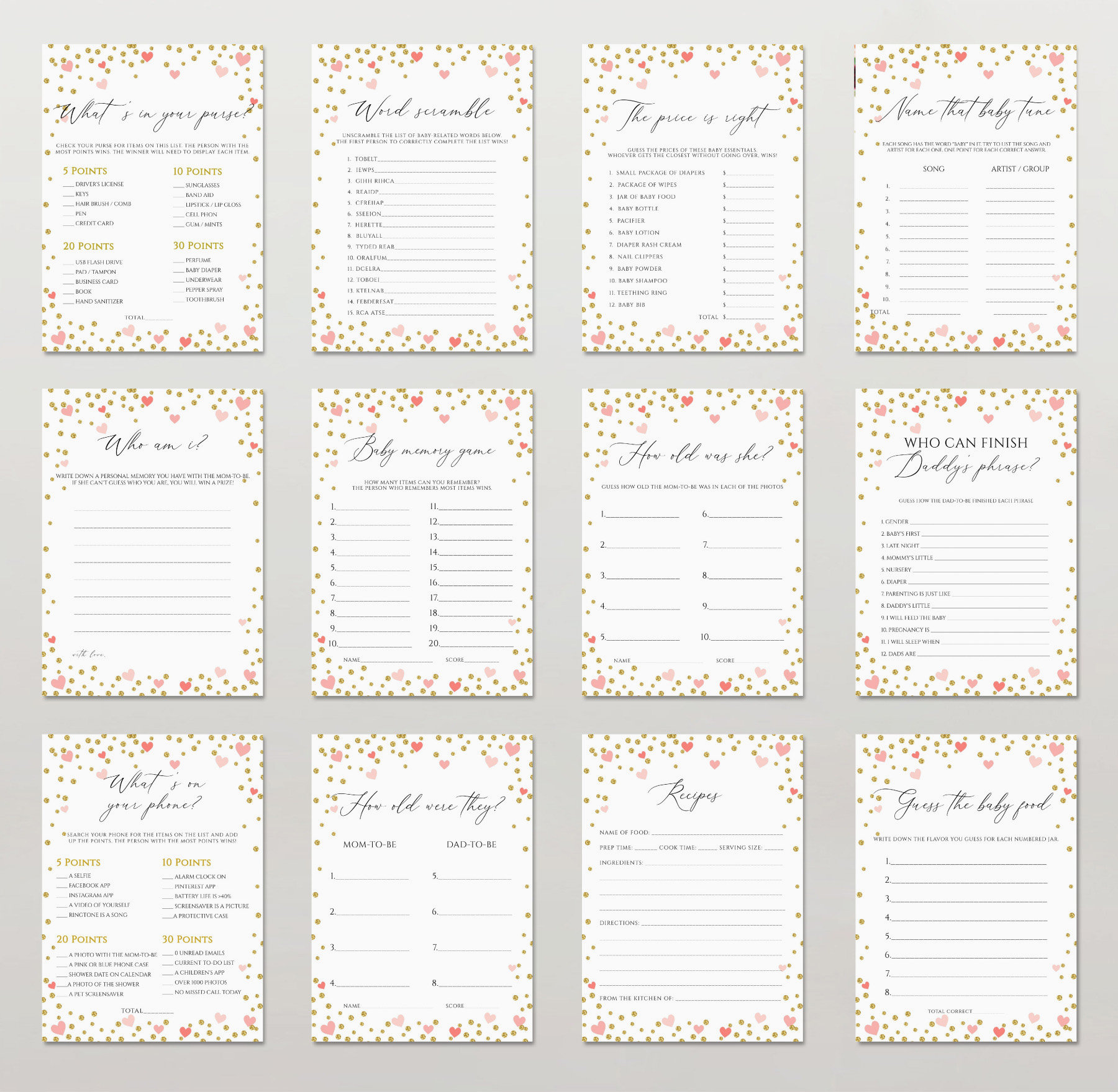 Girl Baby Shower Games Printable Editable Baby Shower Game - Etsy